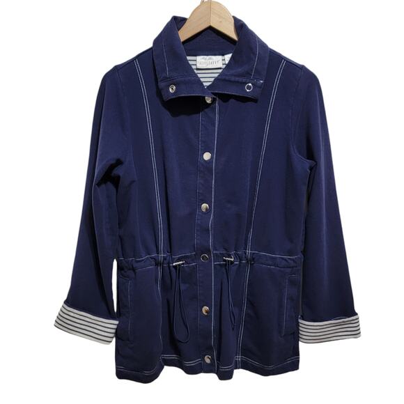 Sport Savvy Womens Blue and White Lined Light Jacket Size Small Style A92329 - Picture 10 of 10